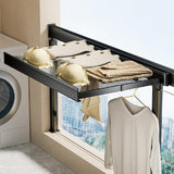 Foldable Drying Rack With Large Capacity Wall Mounted Retractable Design For Space Saving Laundry Drying Includes Mesh Surface And Hanging Hooks - Image 1