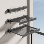 Foldable Drying Rack With Large Capacity Wall Mounted Retractable Design For Space Saving Laundry Drying Includes Mesh Surface And Hanging Hooks - Image 4