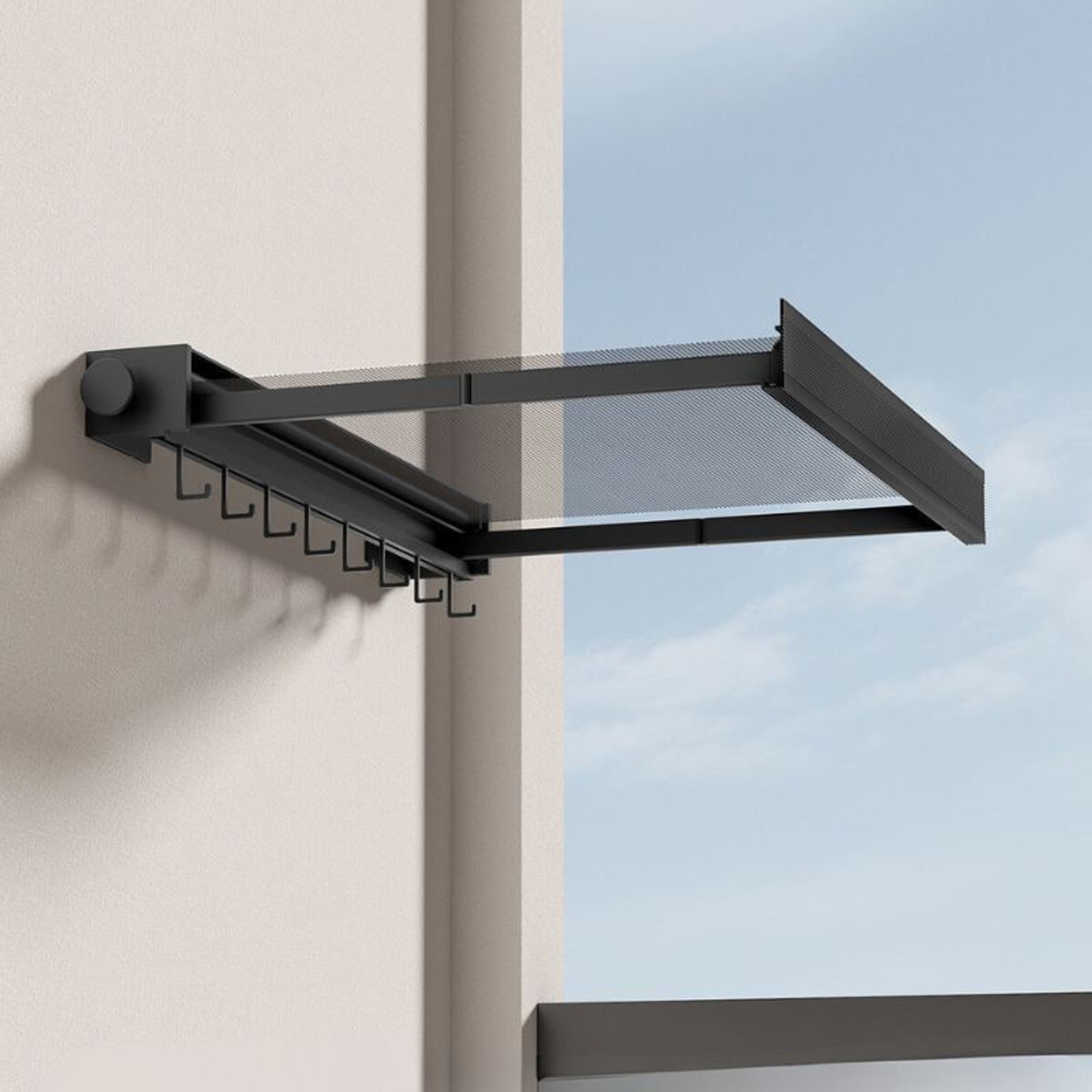 Foldable Drying Rack With Large Capacity Wall Mounted Retractable Design For Space Saving Laundry Drying Includes Mesh Surface And Hanging Hooks - Image 5