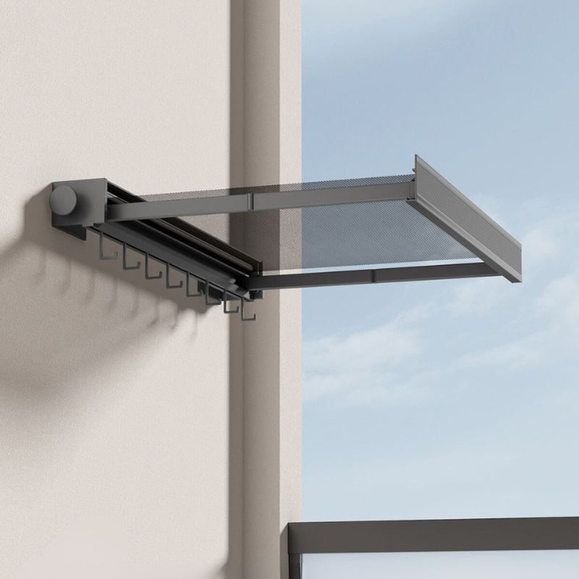Foldable Drying Rack With Large Capacity Wall Mounted Retractable Design For Space Saving Laundry Drying Includes Mesh Surface And Hanging Hooks - Image 6