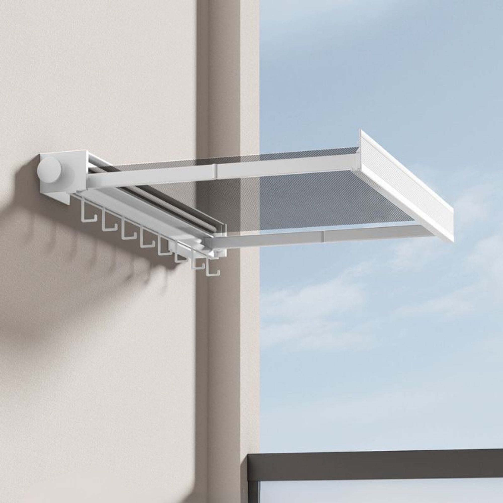 Foldable Drying Rack With Large Capacity Wall Mounted Retractable Design For Space Saving Laundry Drying Includes Mesh Surface And Hanging Hooks - Image 7