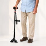 Foldable Quad Cane With Cushioned T-Handle And Pivoting Base For Steady Support - Image 2