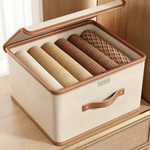 Foldable Storage Box With Lid Handles For Closet Integrated Carrying - Image 1
