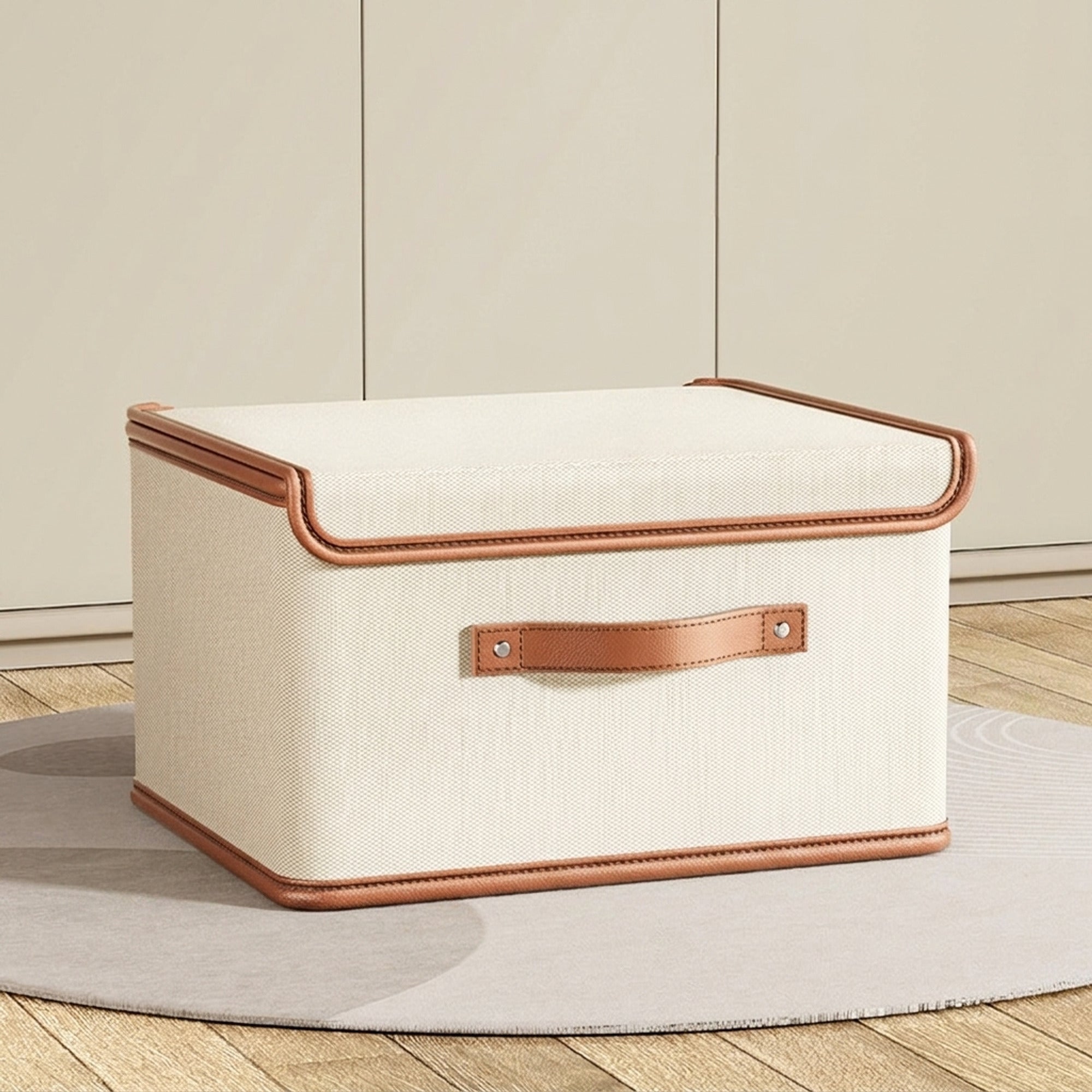 Foldable Storage Box With Lid Handles For Closet Integrated Carrying - Image 6