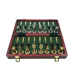 Folding Chess Board Set With Wooden Board And Zinc Alloy Pieces - Image 1