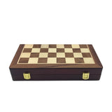 Folding Chess Board Set With Wooden Board And Zinc Alloy Pieces - Image 5