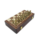 Folding Chess Board Set With Wooden Board And Zinc Alloy Pieces - Image 2