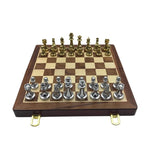 Folding Chess Board Set With Wooden Board And Zinc Alloy Pieces - Image 3