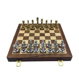 Folding Chess Board Set With Wooden Board And Zinc Alloy Pieces - Image 3