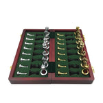 Folding Chess Board Set With Wooden Board And Zinc Alloy Pieces - Image 4