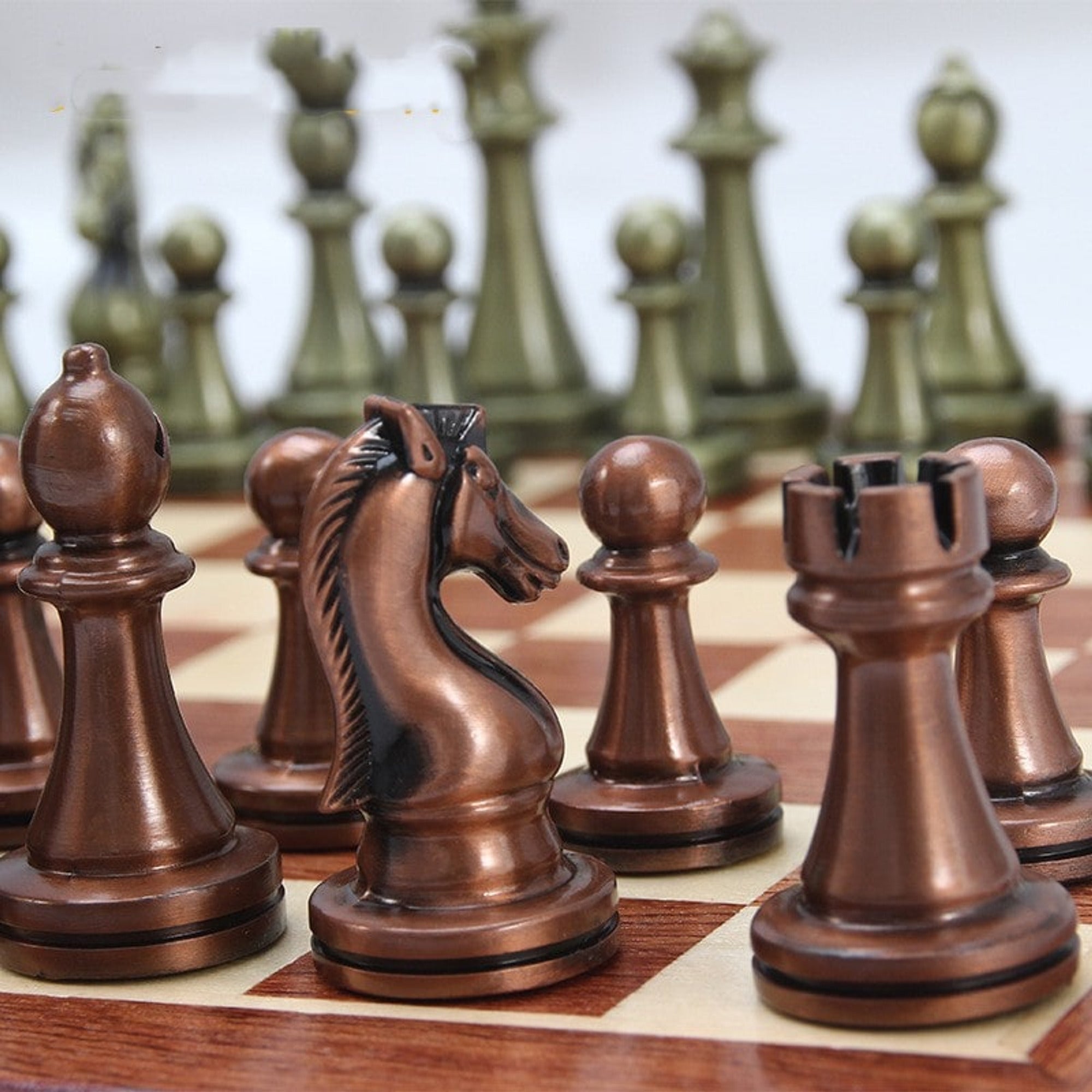 Folding Chess Set With Metal Alloy Pieces European Competitive Educational Toy - Image 1
