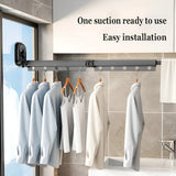 Folding Clothes Drying Rack Wall Mounted With Suction Cup Fixation Par Ventouse In Black And Silver Aluminum - Image 2