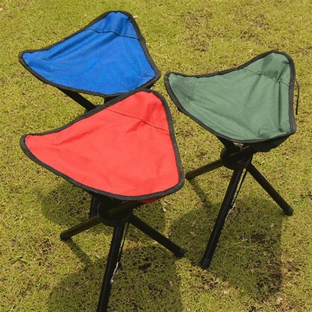 Folding Tripod Stool Collapsible Fabric Seat Metal Frame - Image 2
