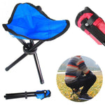 Folding Tripod Stool Collapsible Fabric Seat Metal Frame - Image 7