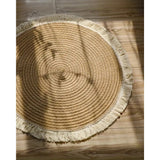 Fringe Rug Round Woven Natural Jute With White Trim - Image 2