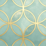 Geometric Mural Wallpaper With Art Deco Gold Circles On A Mint-Green Backdrop - Image 2