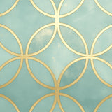 Geometric Mural Wallpaper With Art Deco Gold Circles On A Mint-Green Backdrop - Image 2