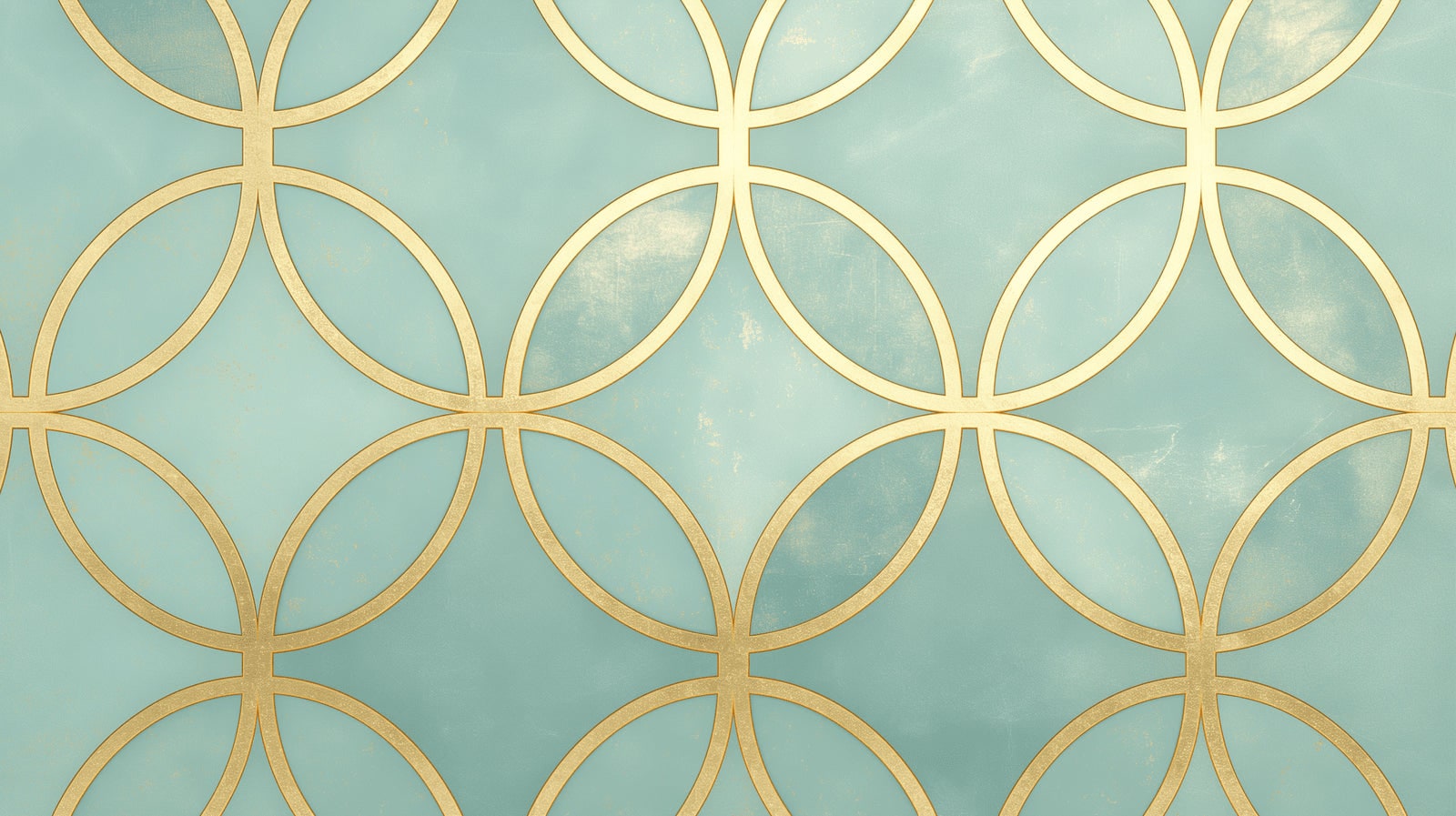 Geometric Mural Wallpaper With Art Deco Gold Circles On A Mint-Green Backdrop - Image 2