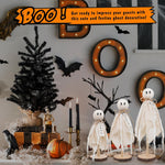 Ghost Halloween Table Decorations With Wooden Base And Gauze Wrap - Image 6