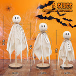 Ghost Halloween Table Decorations With Wooden Base And Gauze Wrap - Image 2