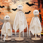 Ghost Halloween Table Decorations With Wooden Base And Gauze Wrap - Image 3