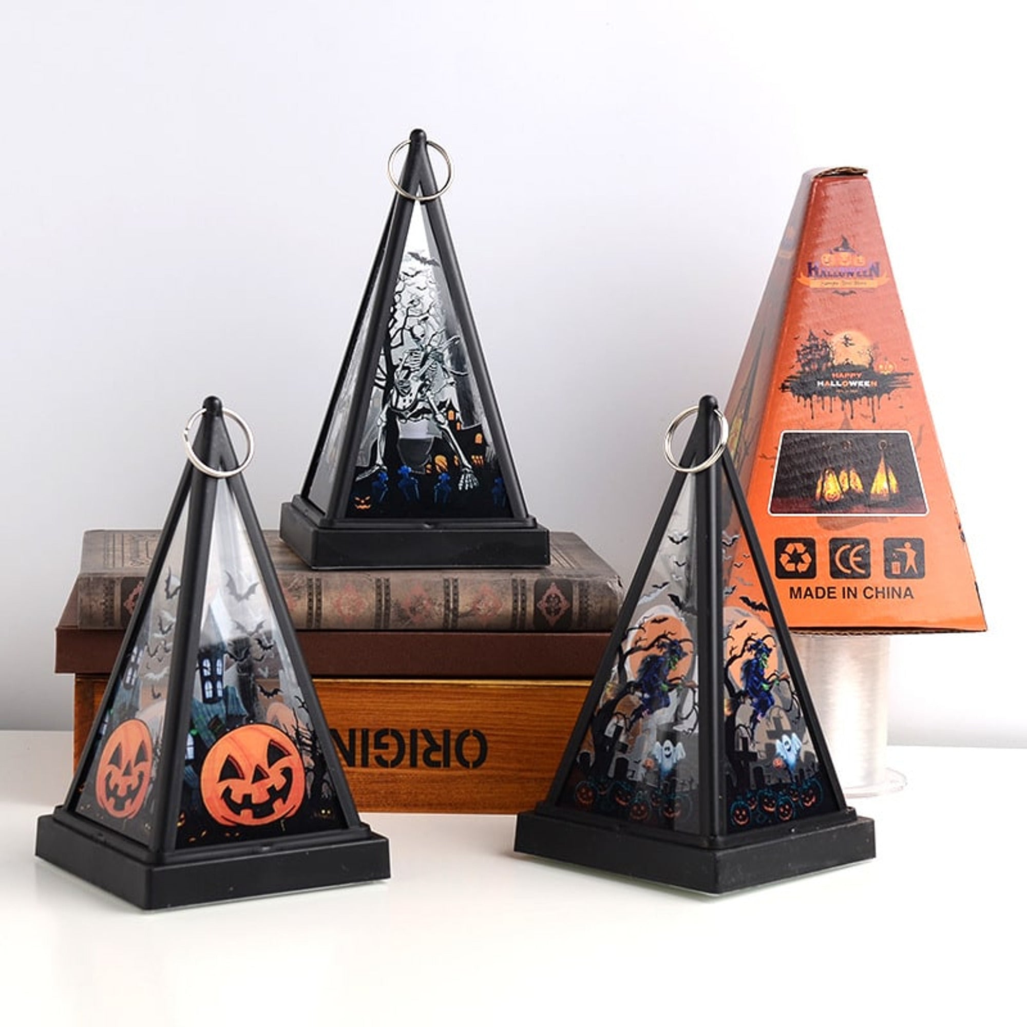 Glass Halloween Lantern With Tea Light Candleholder - Image 1