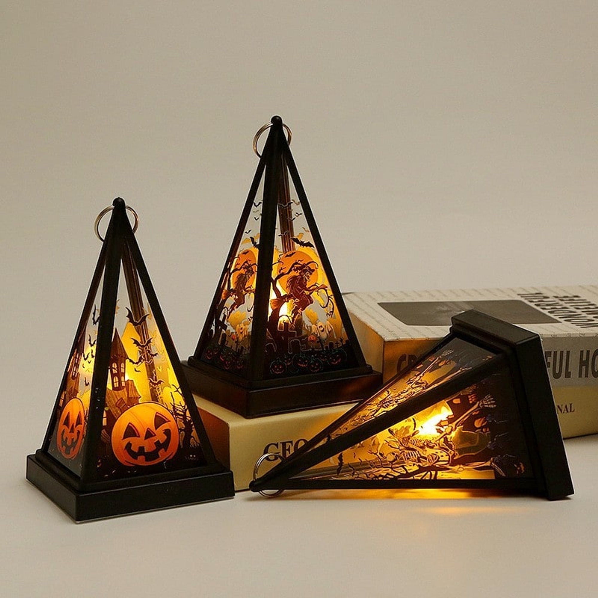 Glass Halloween Lantern With Tea Light Candleholder - Image 5