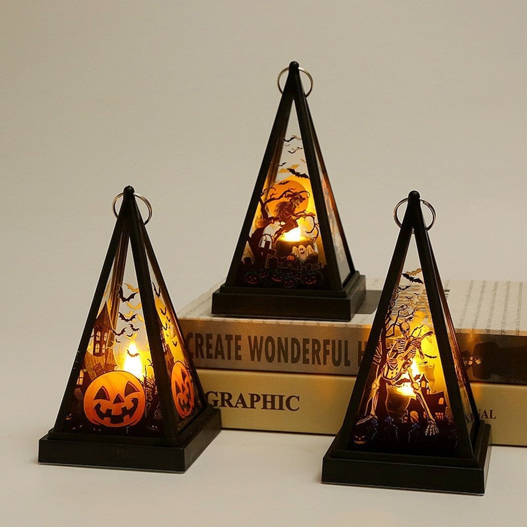 Glass Halloween Lantern With Tea Light Candleholder - Image 9