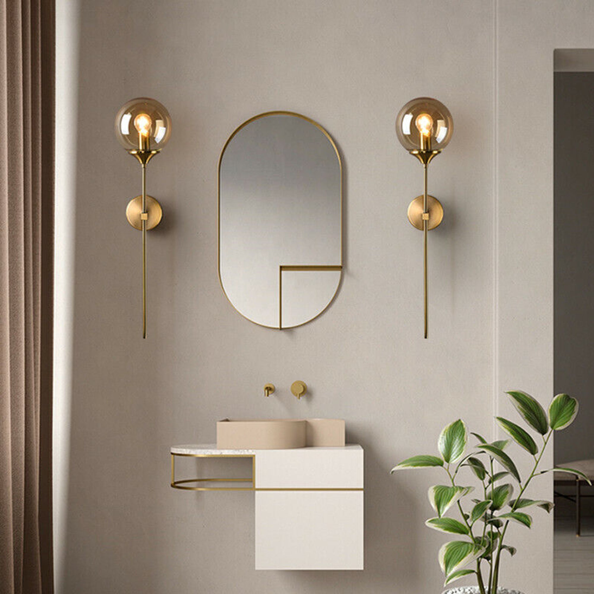 Globe Sconces With Glass Sphere And Exposed Bulb - Image 6