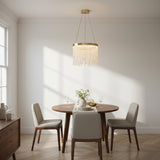 Gold Drum Crystal LED Chandelier With Hand-Beaded Details - Image 2