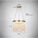 Gold Drum Crystal LED Chandelier With Hand-Beaded Details - Image 3