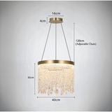 Gold Drum Crystal LED Chandelier With Hand-Beaded Details - Image 3