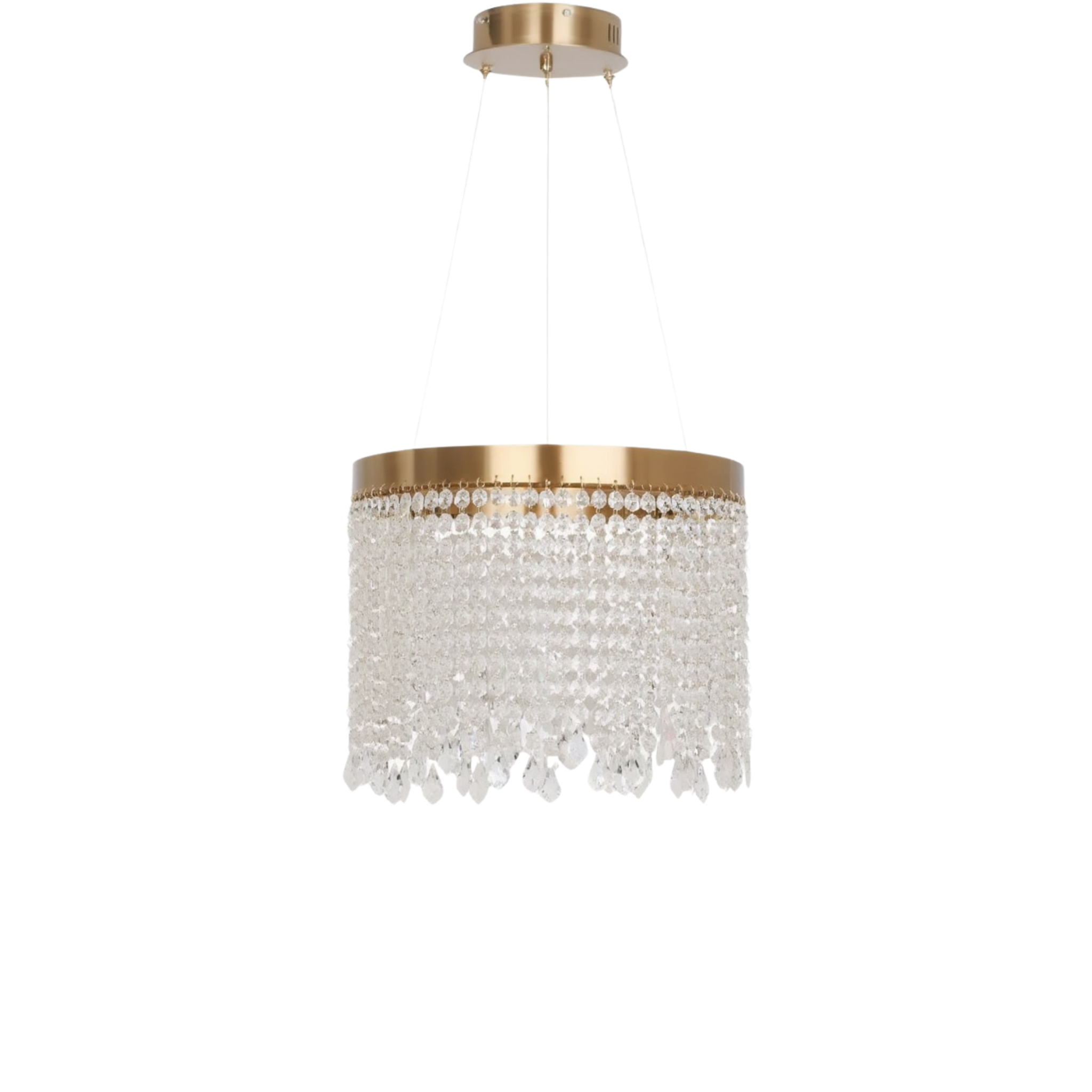 Gold Drum Crystal LED Chandelier With Hand-Beaded Details - Image 7