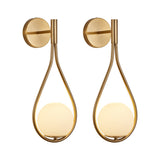 Gold Wall Globe Sconces With Teardrop Frame - Image 2