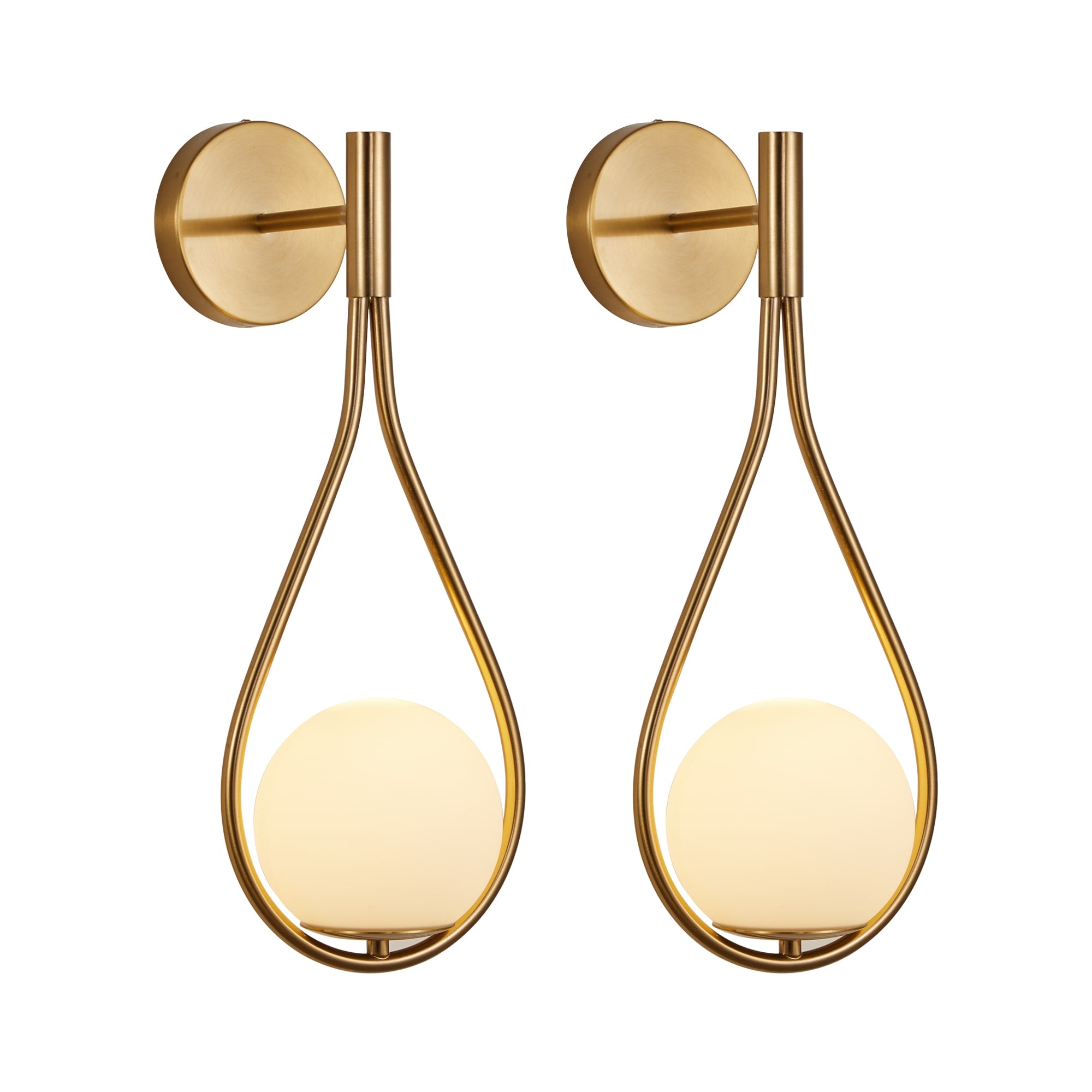 Gold Wall Globe Sconces With Teardrop Frame - Image 2