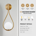 Gold Wall Globe Sconces With Teardrop Frame - Image 6