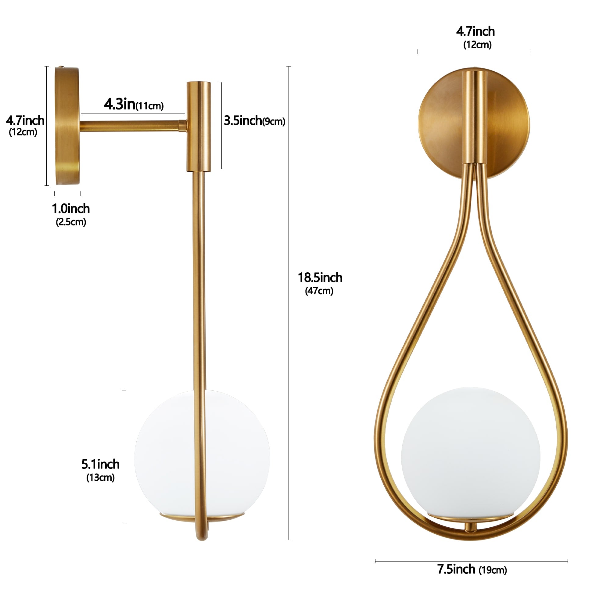 Gold Wall Globe Sconces With Teardrop Frame - Image 9