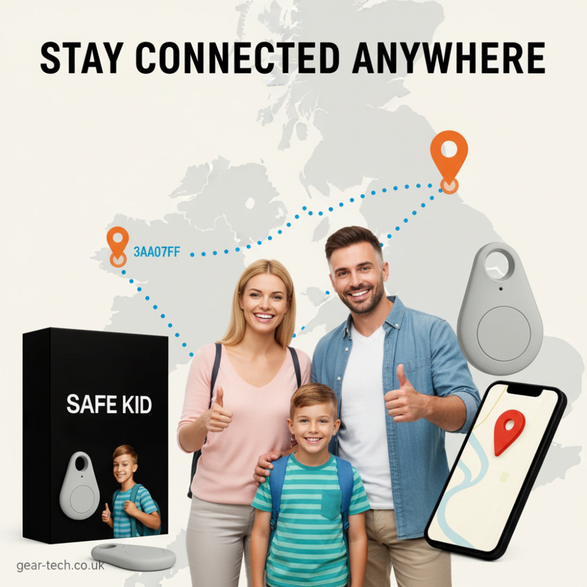 GPS Tracker With Android Bluetooth Connectivity Water-Resistant Keyring Tag Real-Time Location Tracking Ultra-Compact Design - Image 1