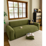 Green Velvet Stretch Sofa Cover - Image 1