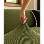 Green Velvet Stretch Sofa Cover - Image 3