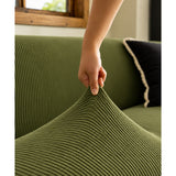 Green Velvet Stretch Sofa Cover - Image 3