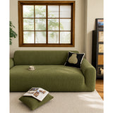 Green Velvet Stretch Sofa Cover - Image 4