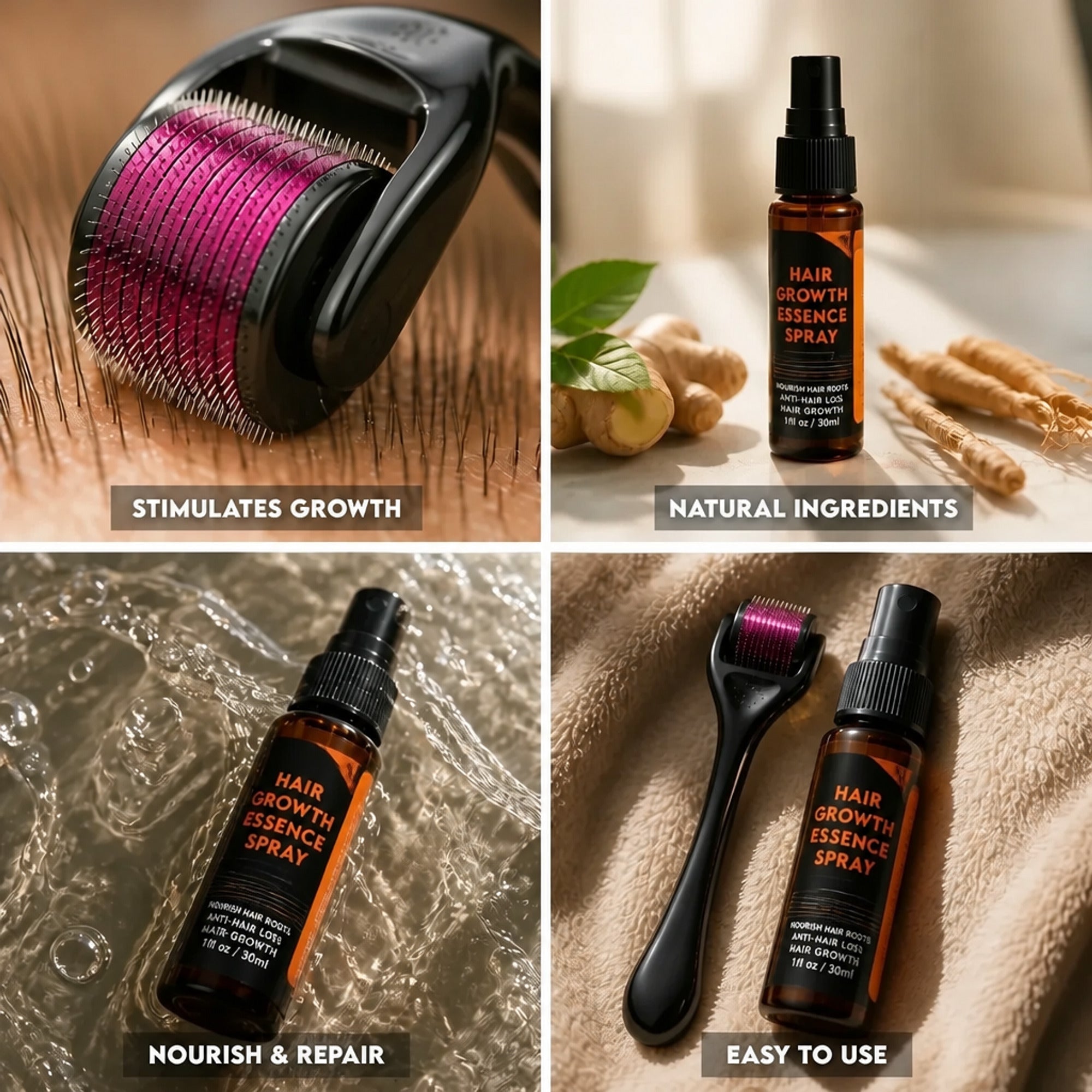 Hair Growth Set With Derma Microneedle Roller And 30ml Essence Oil - Image 4