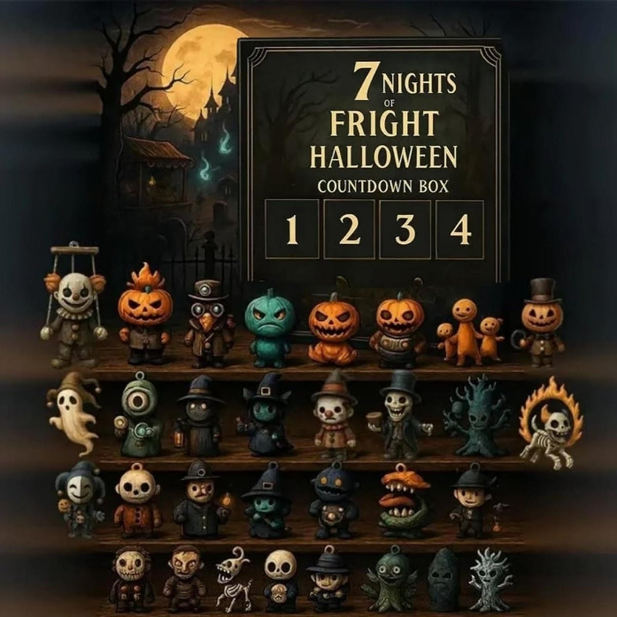 Halloween Advent Calendar With Spooky Miniature Figurines Countdown Decor - Image 1