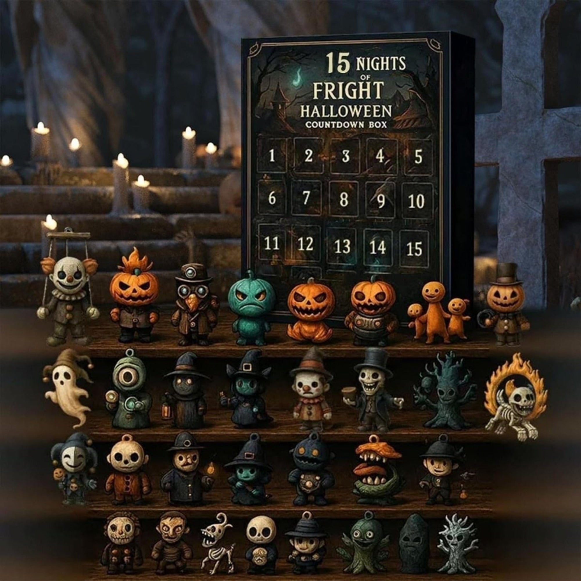 Halloween Advent Calendar With Spooky Miniature Figurines Countdown Decor - Image 3