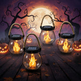 Halloween & Candlelight Solar Hanging Lantern With Flickering Flame And Waterproof LED Light For Outdoor Use - Image 1