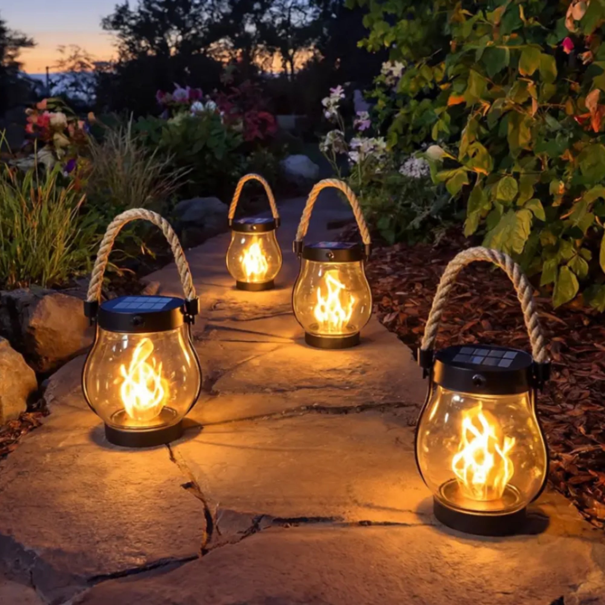 Halloween & Candlelight Solar Hanging Lantern With Flickering Flame And Waterproof LED Light For Outdoor Use - Image 3