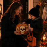 Halloween Candy Jar Skull Pumpkin Candy Jar With Skull Design And Top Hat Open Container For Halloween Treats - Image 4