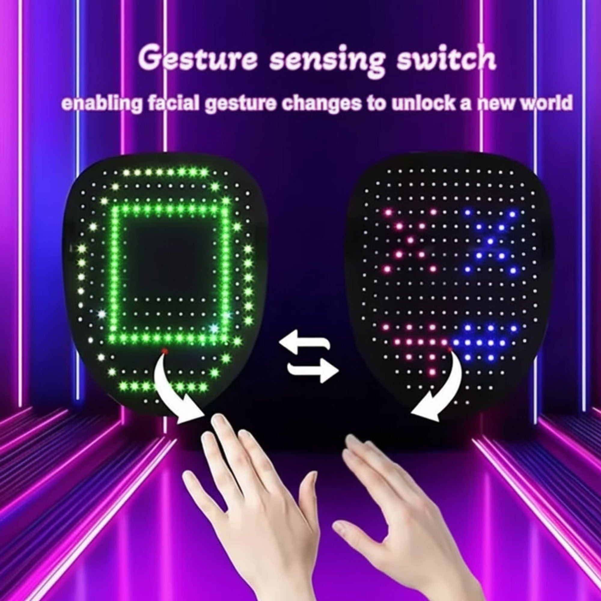 Halloween Costume Mask Kids' Red Light LED With Therapy And Gesture Control For Party And At Home Use - Image 5