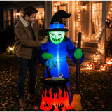 Halloween Decor Inflatable Witch Decoration With LED Light Up For Yard Display - Image 6
